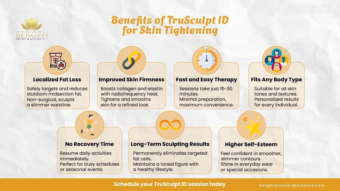 Infographic of TruSculpt ID benefits for midsection refinement