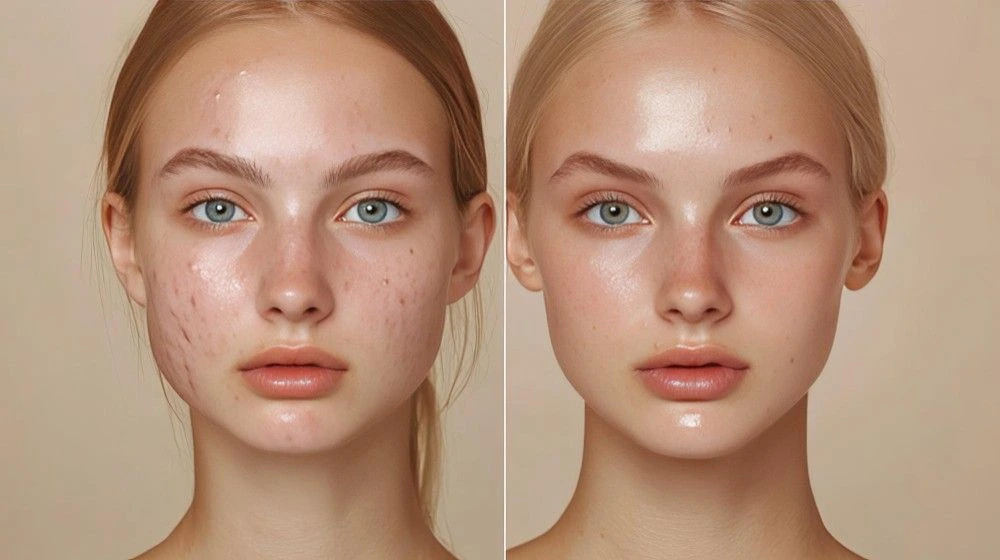 Illustration of skin benefits from chemical peel for pimple marks